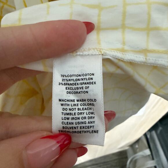 Lafayette 148 New York Long Sleeve Button Down Shirt Check Print Yellow Size 10 - Picture 5 of 5